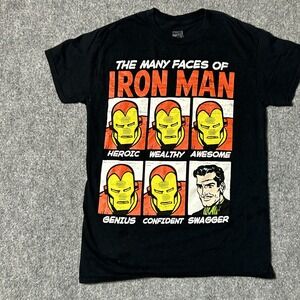 Iron Man Shirt Adult Small Many Faces Superhero Marvel Comics Graphic T-shirt